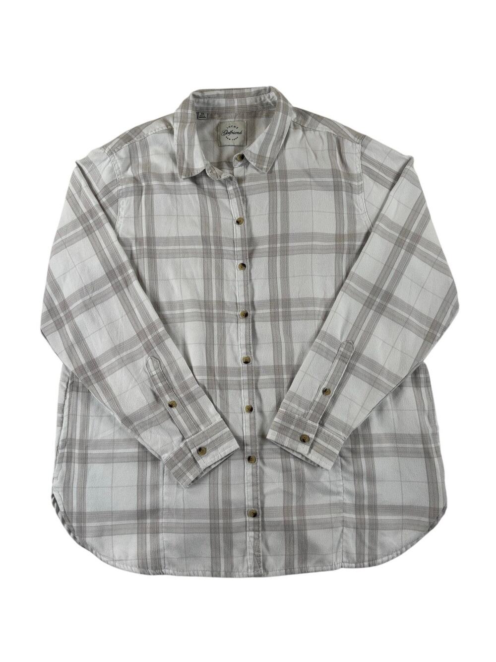 Jachs Girlfriend New York Womens Long Sleeve Flannel - White / Tan Plaid - XL